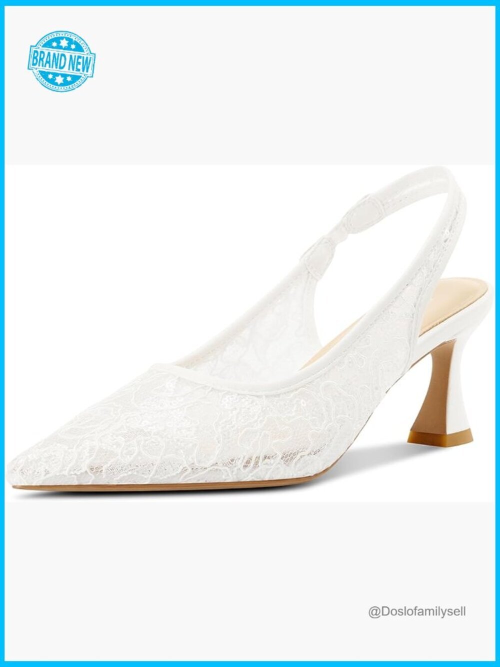 Lace Mesh Slingback Heels Elegant Wedding Pumps Kitten Heel Bridal Shoes